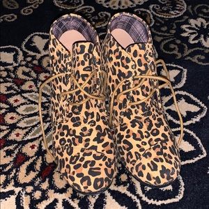Camel Leopard Ankle Boots